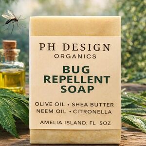 BUG REPELLENT SOAP OLIVE OIL SHEA BUTTER NEEM OIL CITRONELLA  5OZ